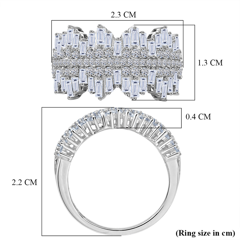 Luxuriant - Lab Grown Diamond (SI/G-H) Cluster Ring in Rhodium Overlay Sterling Silver 1.50 Ct._8550345_5