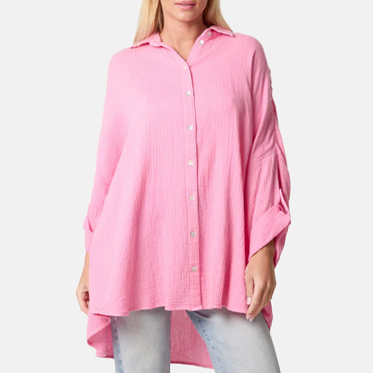 QED Crinkle Loose Fitting Oversized Shirt (Size 10-22) - Blush V32516819 0