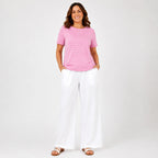 Beaumonde Stretch Cotton Crew Neck Top (Size 10/12) - Hot Pink_8550715