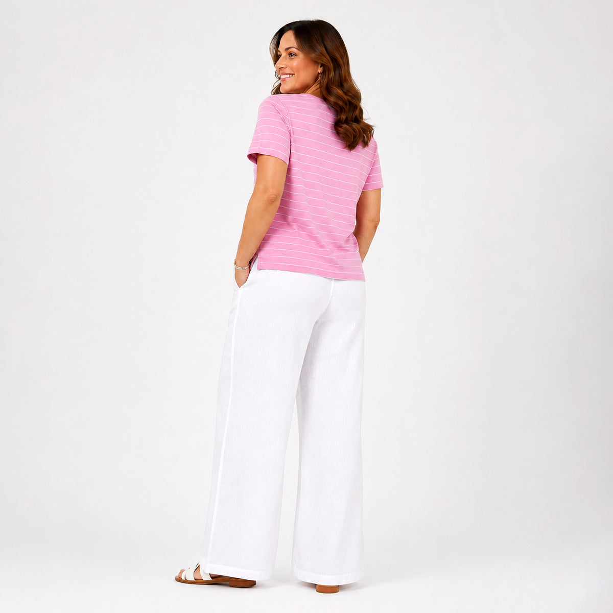 Beaumonde Stretch Cotton Crew Neck Top (Size 14/16) - Hot Pink V32716637 1