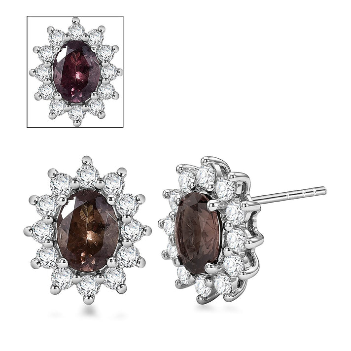 D'Joy Colour Change Garnet, Moissanite Earring in Rhodium OverlaySterling Silver  2.480  Ct. 8550991 1
