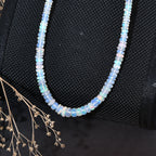 AAA Ethiopian Opal Necklace (Size - 18+2 Ext) with Lobster Clasp in Rhodium Overlay Sterling Silver 38.00 Ct._8551019_2