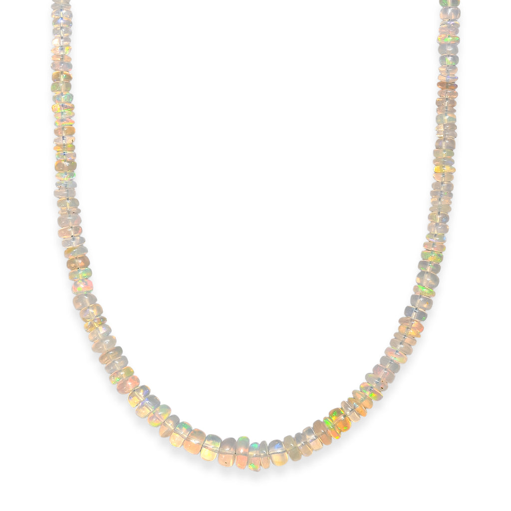 AAA Ethiopian Opal Necklace (Size - 18+2 Ext) with Lobster Clasp in Rhodium Overlay Sterling Silver 38.00 Ct._8551019_3