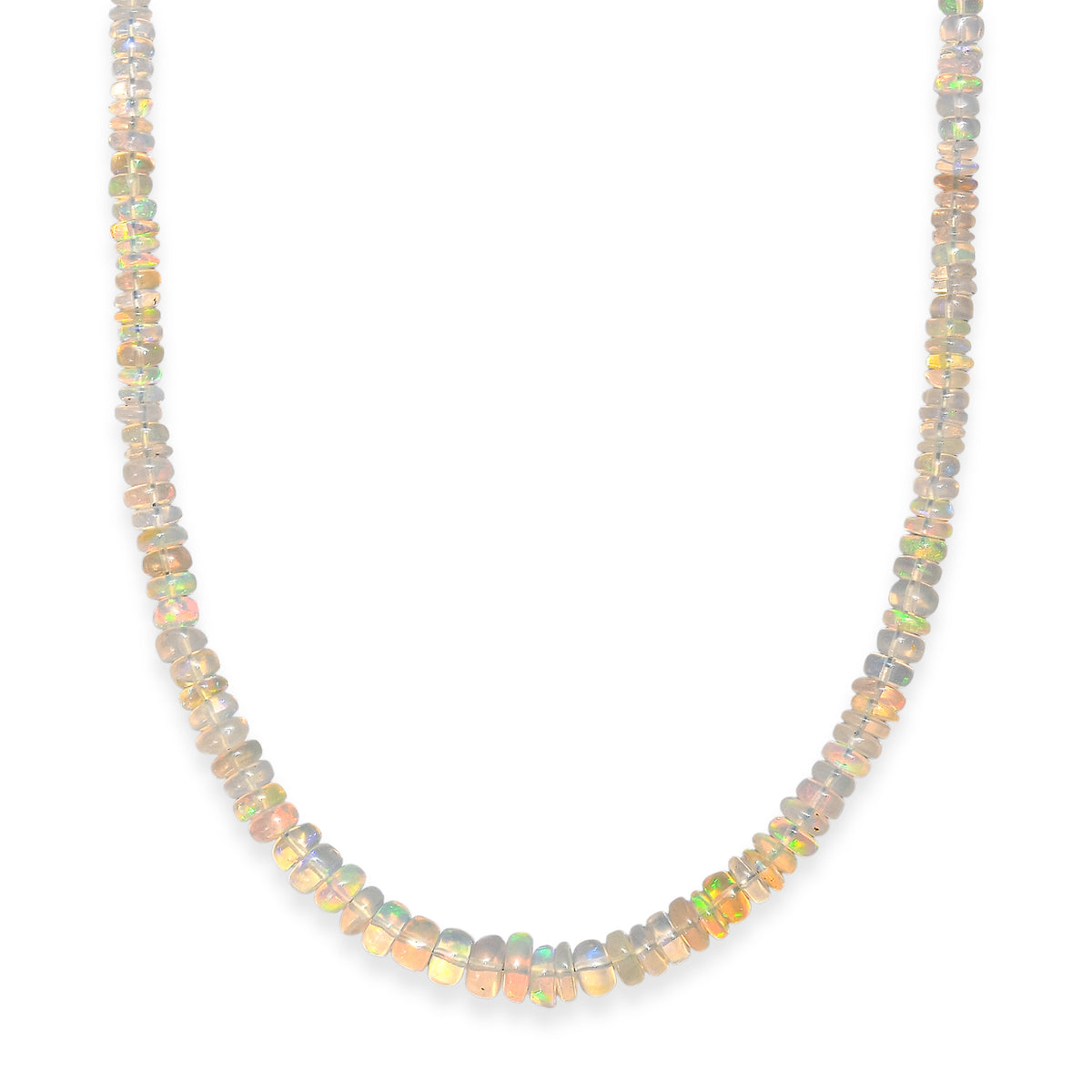 AAA Ethiopian Opal Necklace (Size - 18-2 Ext) with Lobster Clasp in Rhodium Overlay Sterling Silver 35.00 Ct. V32656761 4