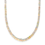 AAA Ethiopian Opal Necklace (Size - 18+2 Ext) with Lobster Clasp in Rhodium Overlay Sterling Silver 38.00 Ct._8551019_3
