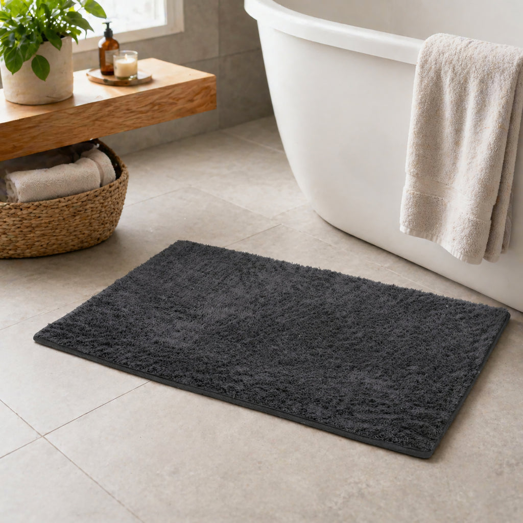 Bliss and Beyond Cotton Memory Foam Bathroom Mat with Gripex and Latex Non Slip Backing (Size 53x86cm) - Black_8551043_1