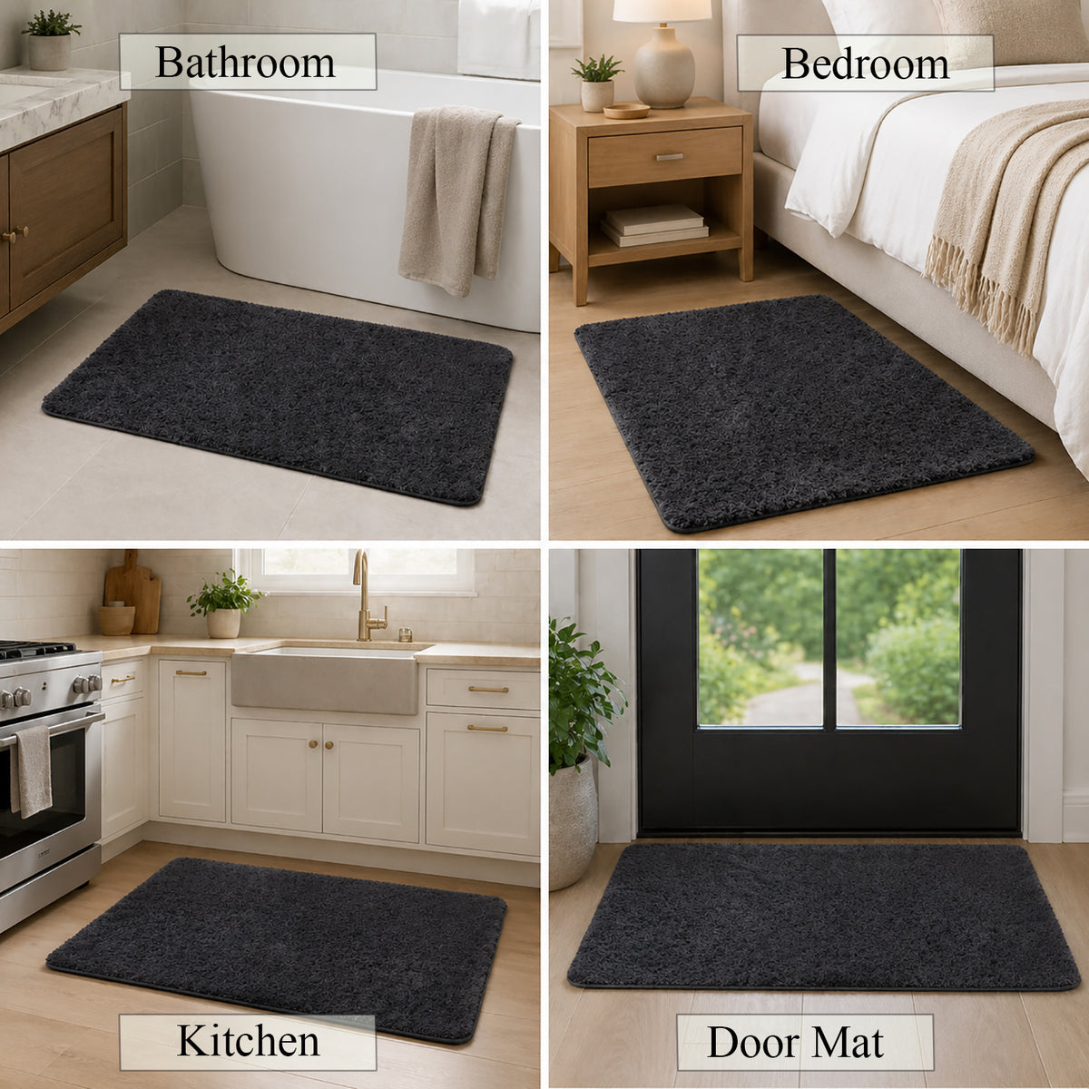 Bliss and Beyond Cotton Memory Foam Bathroom Mat with Gripex and Latex Non Slip Backing (Size 53x86cm) - Black V32579798 3