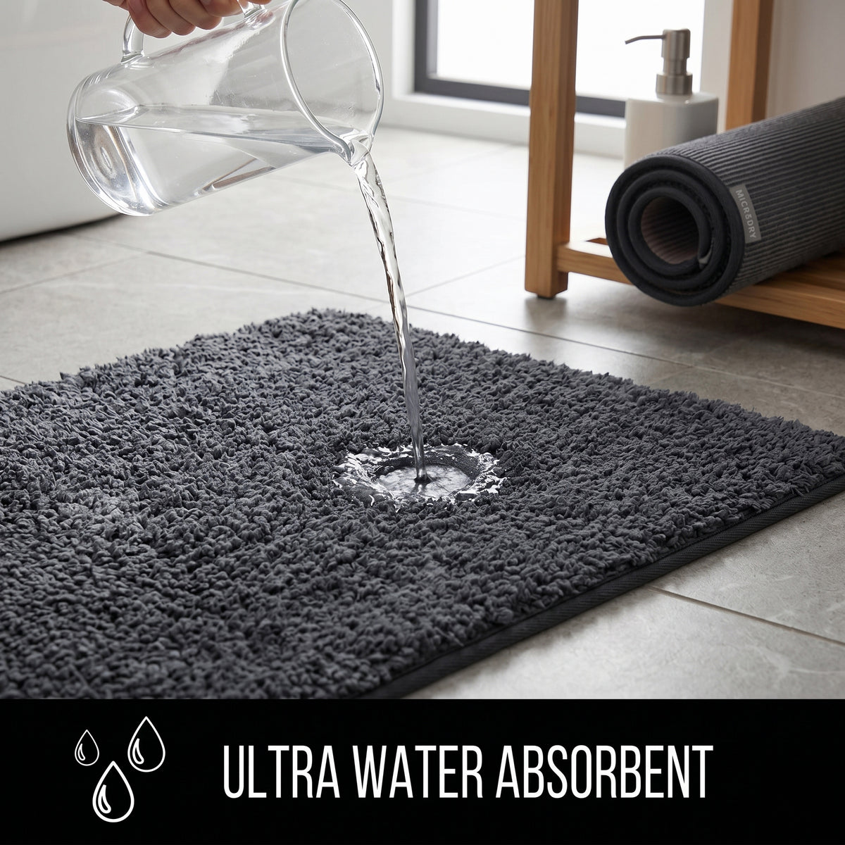 Bliss and Beyond Cotton Memory Foam Bathroom Mat with Gripex and Latex Non Slip Backing (Size 53x86cm) - Black V32579798 5