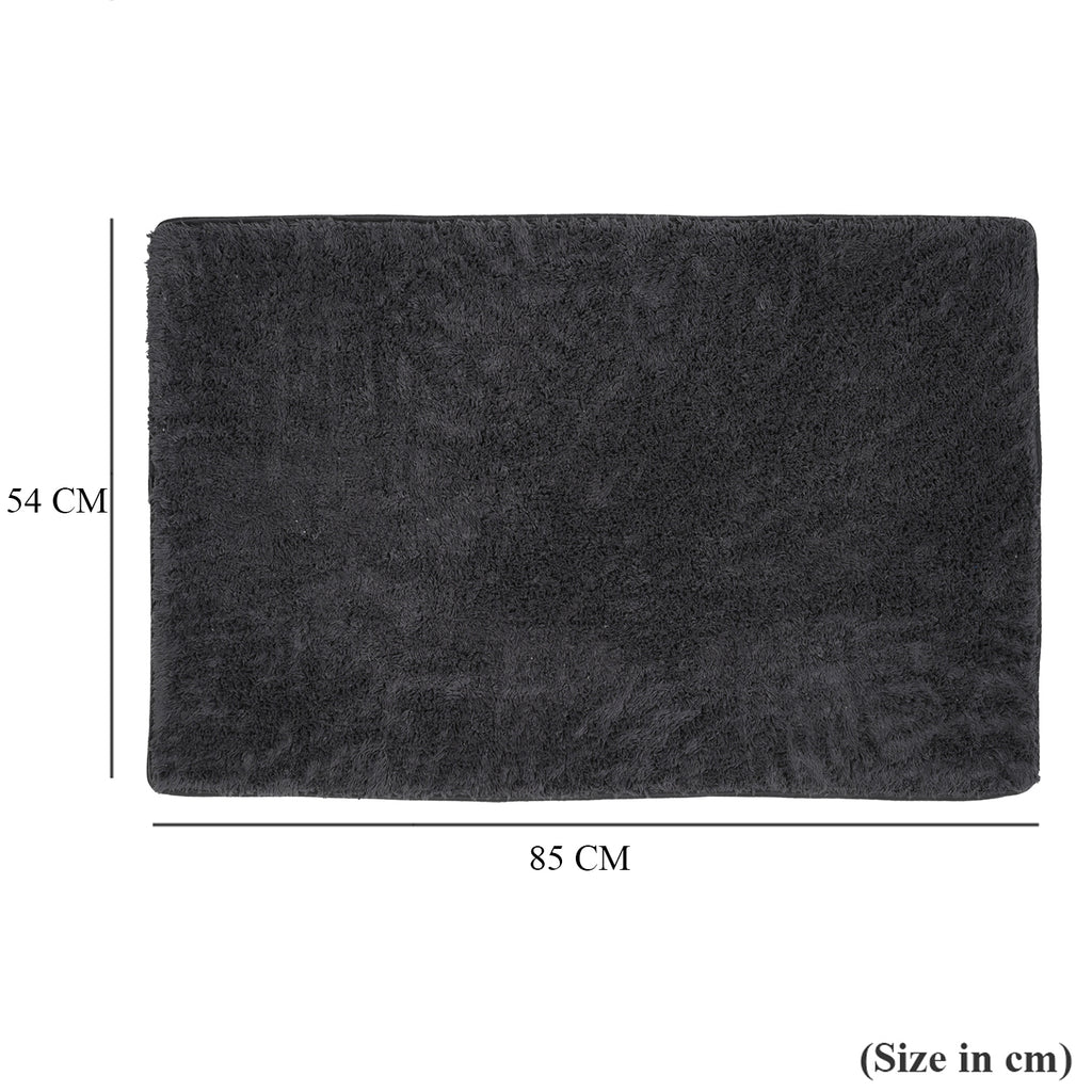 Bliss and Beyond Cotton Memory Foam Bathroom Mat with Gripex and Latex Non Slip Backing (Size 53x86cm) - Black_8551043_6