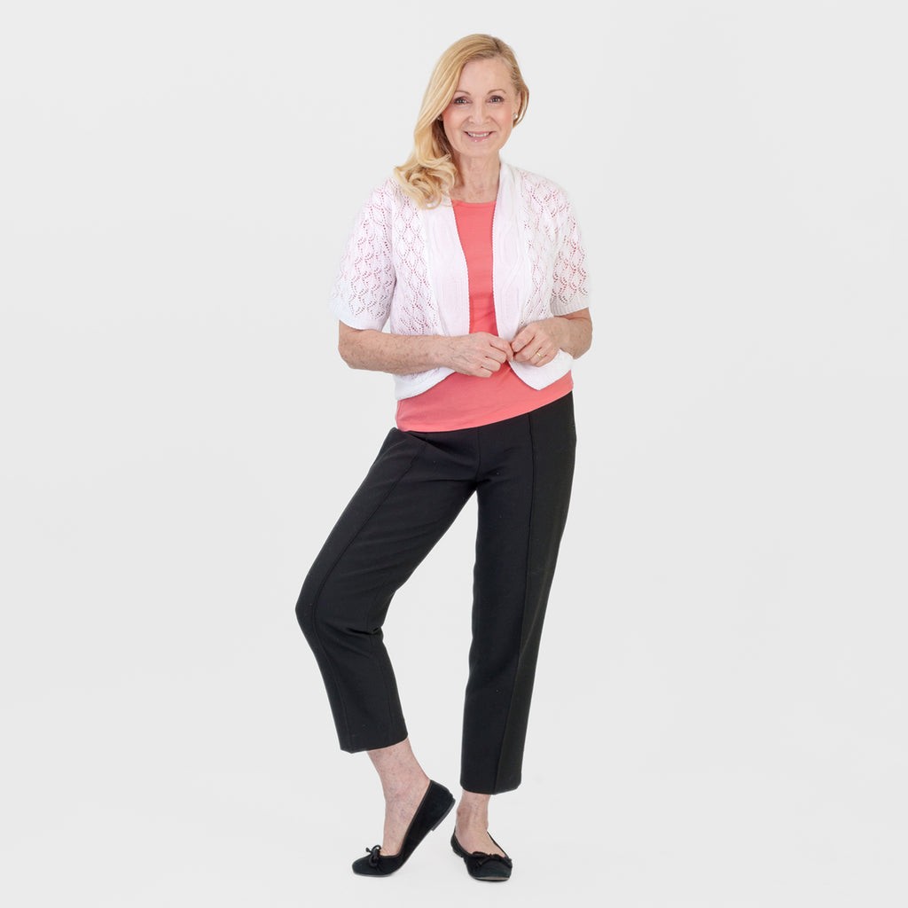 Pure And Natural Made In Uk Edge To Edge Pointelle Knit Cardigan (Size L/XL, 16 to 22) - White_8551114