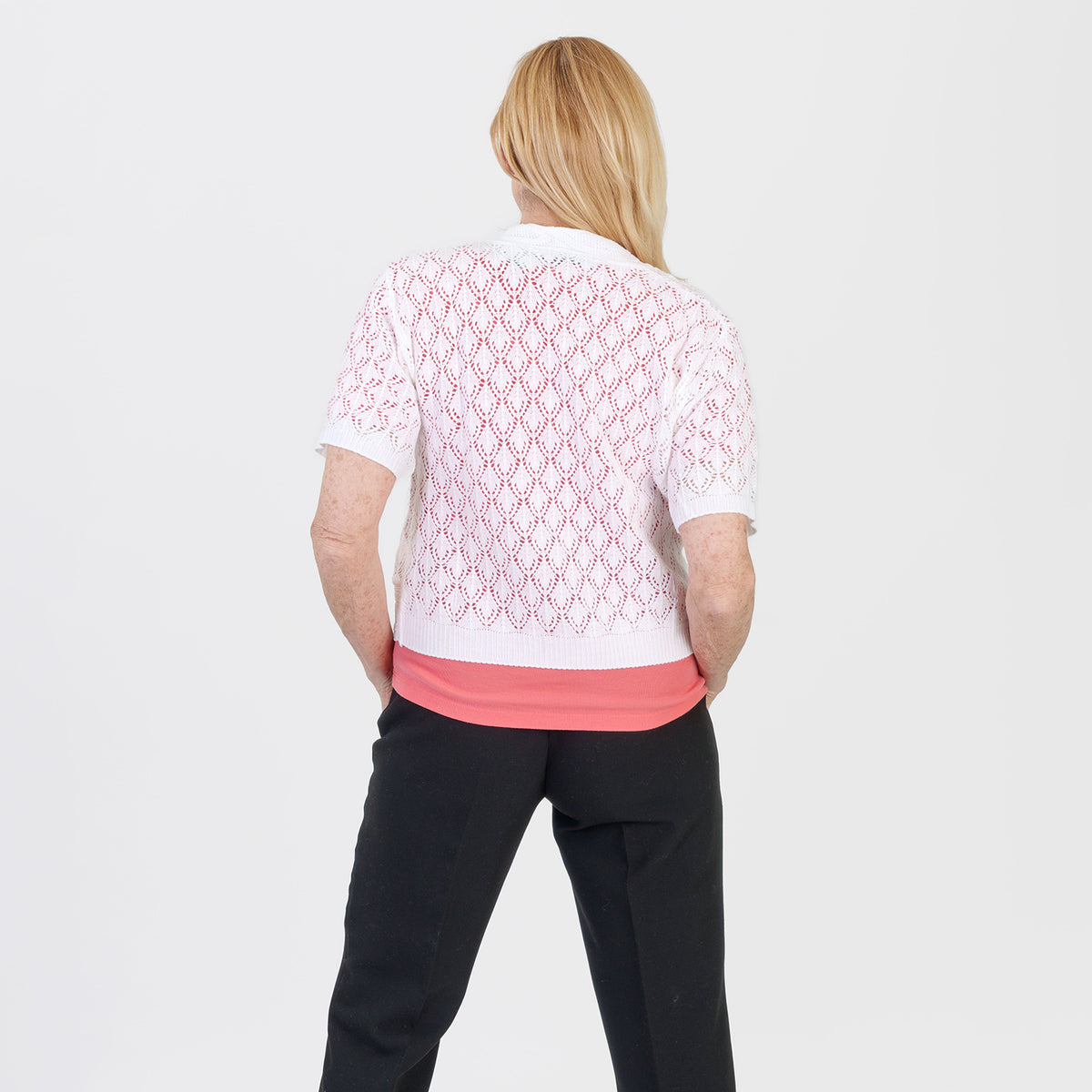 Pure And Natural Made In Uk Edge To Edge Pointelle Knit Cardigan (Size L/XL, 16 to 22) - White V32569694 3