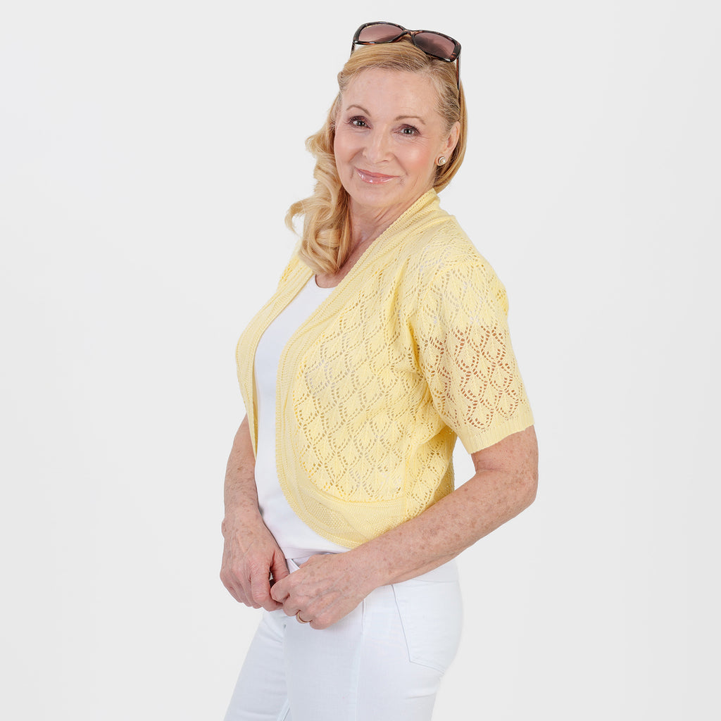 Pure And Natural Made In Uk Edge To Edge Pointelle Knit Cardigan (Size S/M, 8 to 14) - Fresh Primrose_8551117_2