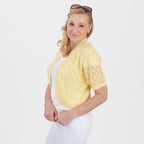 Pure And Natural Made In Uk Edge To Edge Pointelle Knit Cardigan (Size S/M, 8 to 14) - Fresh Primrose_8551117_2