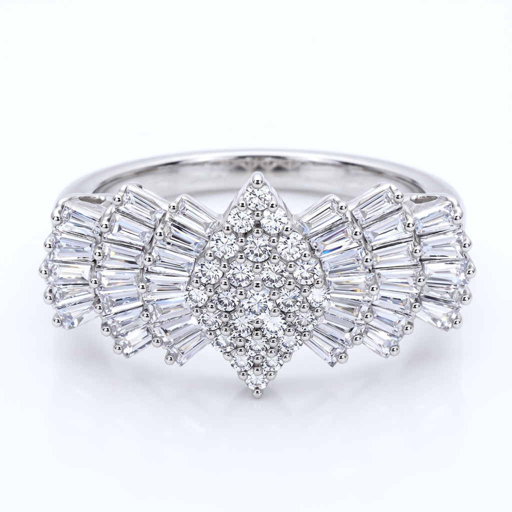Luxuriant - Lab Grown Diamond (SI/G-H) Ballerina Ring in Rhodium Overlay Sterling Silver 2.00 Ct._8551262
