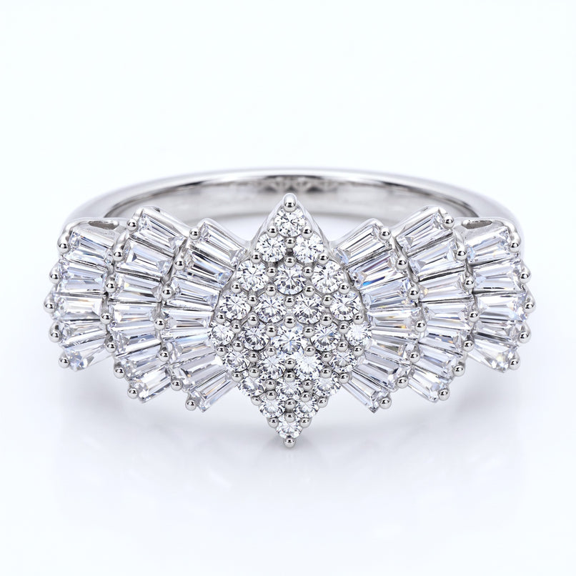 Luxuriant - Lab Grown Diamond (SI/G-H) Ballerina Ring in Rhodium Overlay Sterling Silver 2.00 Ct._8551262