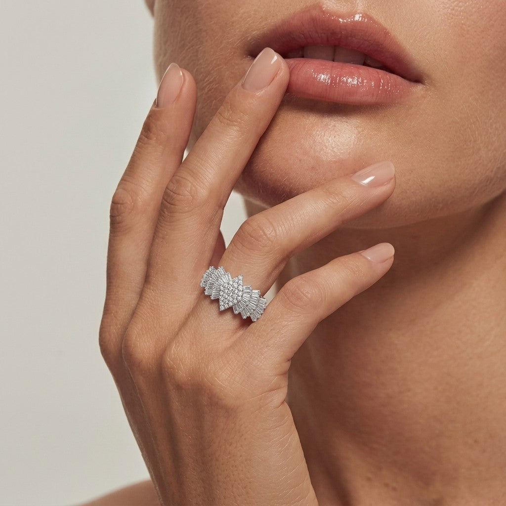 Luxuriant - Lab Grown Diamond (SI/G-H) Ballerina Ring in Rhodium Overlay Sterling Silver 2.00 Ct._8551262_2