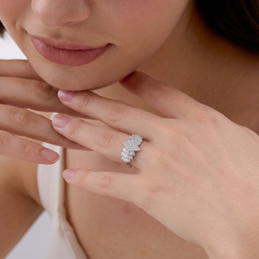 Luxuriant - Lab Grown Diamond (SI/G-H) Ballerina Ring in Rhodium Overlay Sterling Silver 2.00 Ct._8551262_5