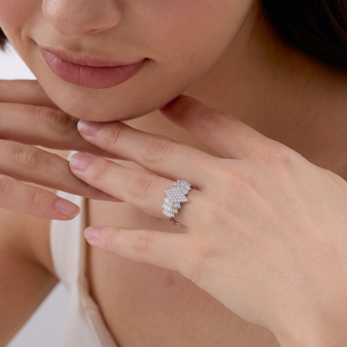 LUXURIANT Lab Grown Diamond Ring in Sterling Silver (SI-GH) 8551262 6