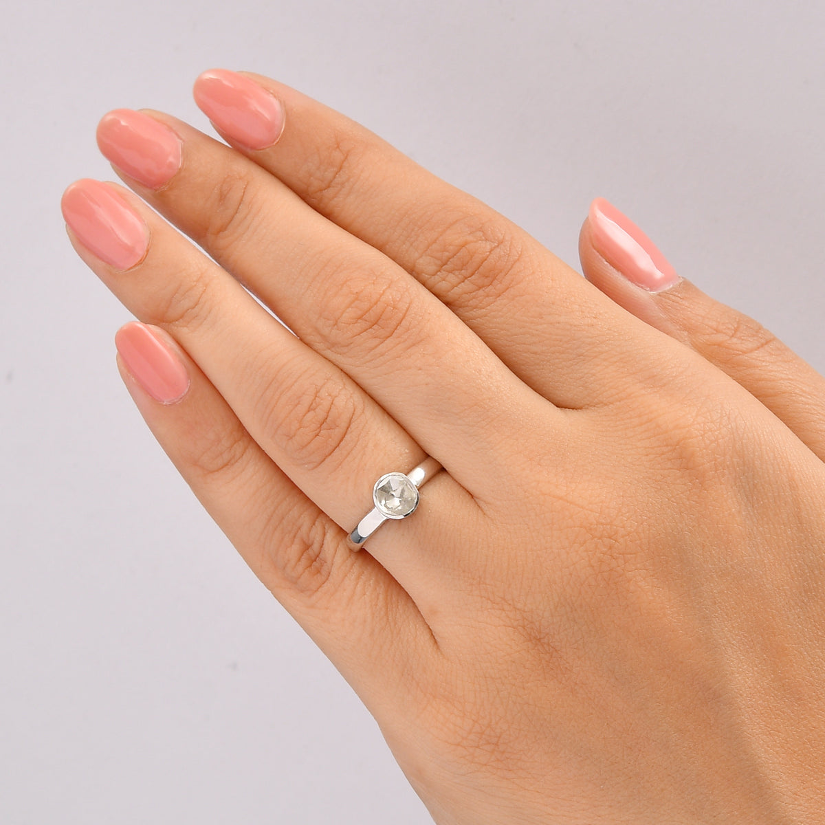LUXURIANT Lab Grown Diamond Solitaire Ring in Rhodium Overlay Sterling Silver V32605567 2