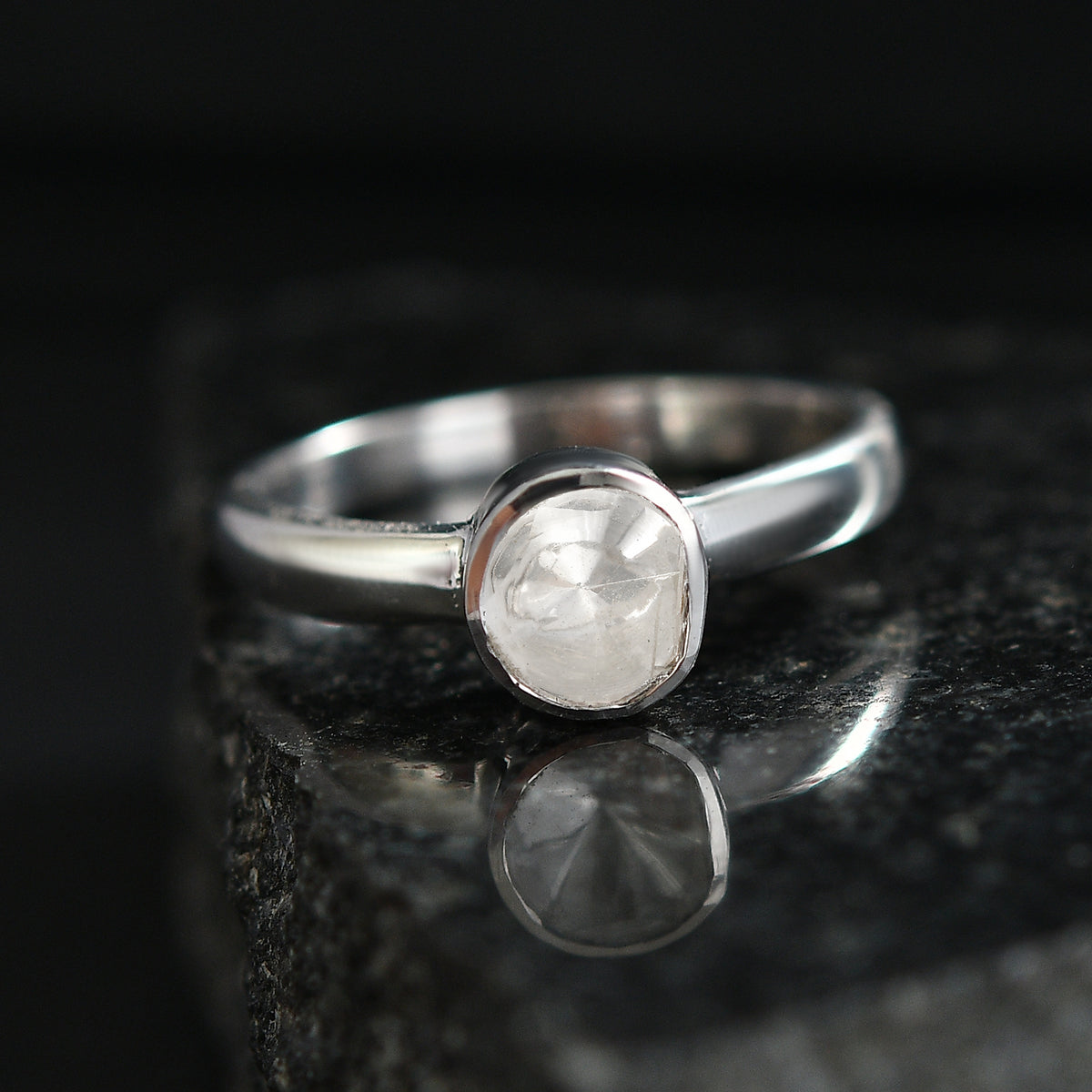 LUXURIANT Lab Grown Diamond Solitaire Ring in Rhodium Overlay Sterling Silver V32605567 3