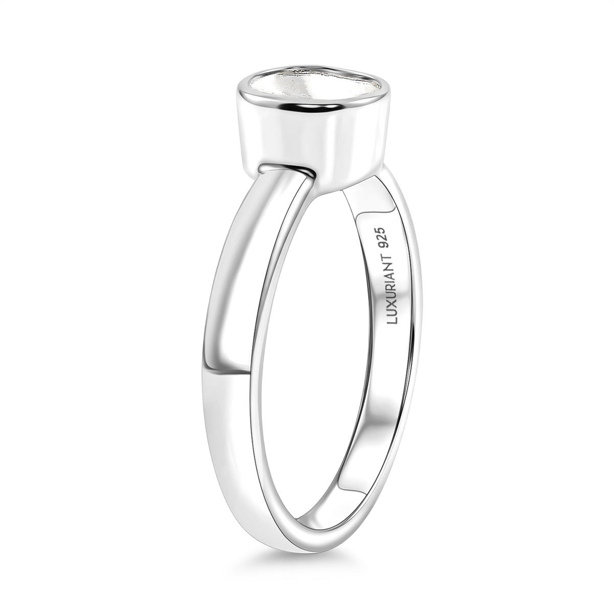 LUXURIANT Lab Grown Diamond Solitaire Ring in Rhodium Overlay Sterling Silver V32605567 4