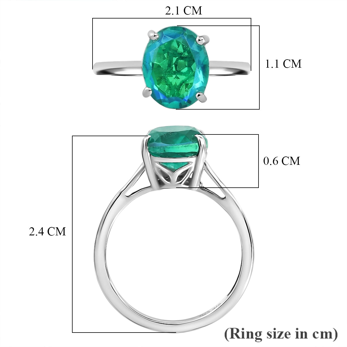 D'Joy - Peacock Triplet Quartz Solitaire Ring in Platinum Overlay Sterling Silver 2.82 Ct. V32514041 6
