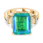 D'Joy - Peacock Triplet Quartz & White Zircon Ring in Yellow Gold Plated Sterling Silver 6.80 Ct._8551500