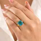 D'Joy - Peacock Triplet Quartz & White Zircon Ring in Yellow Gold Plated Sterling Silver 6.80 Ct._8551500_1