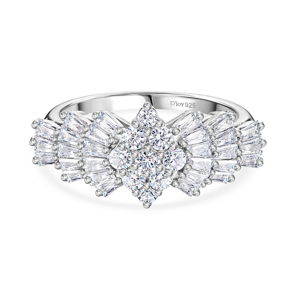 D'Joy Moissanite Ballerina Ring in Platinum Overlay Sterling Silver 1.07 Ct._8552064