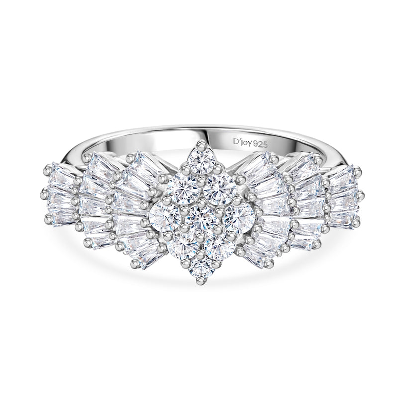 D'Joy Moissanite Ballerina Ring in Platinum Overlay Sterling Silver 1.07 Ct._8552064