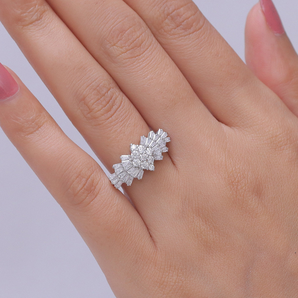 D'Joy Moissanite Ballerina Ring in Platinum Overlay Sterling Silver 1.07 Ct. V32696744 2