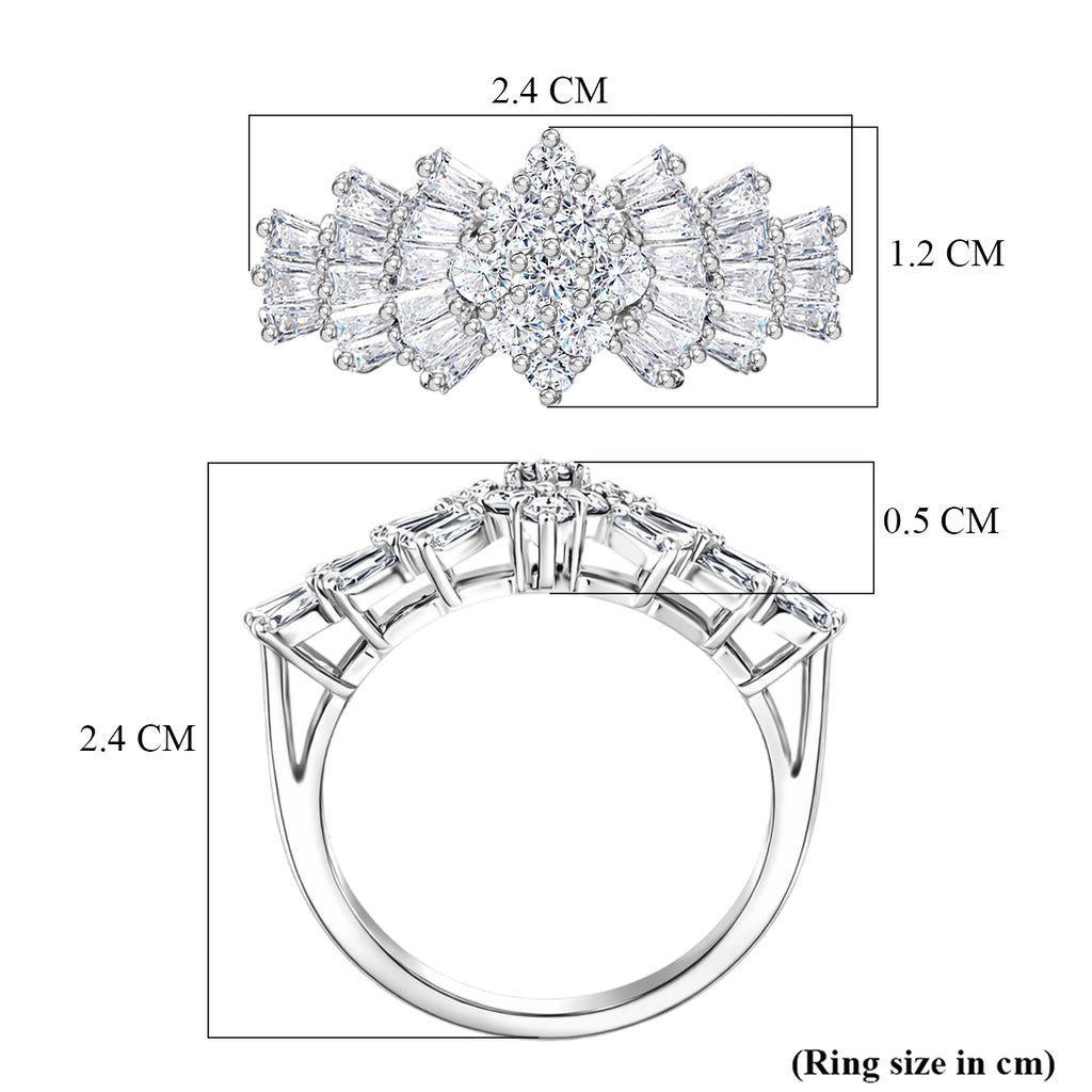 D'Joy Moissanite Ballerina Ring in Platinum Overlay Sterling Silver 1.07 Ct._8552064_5