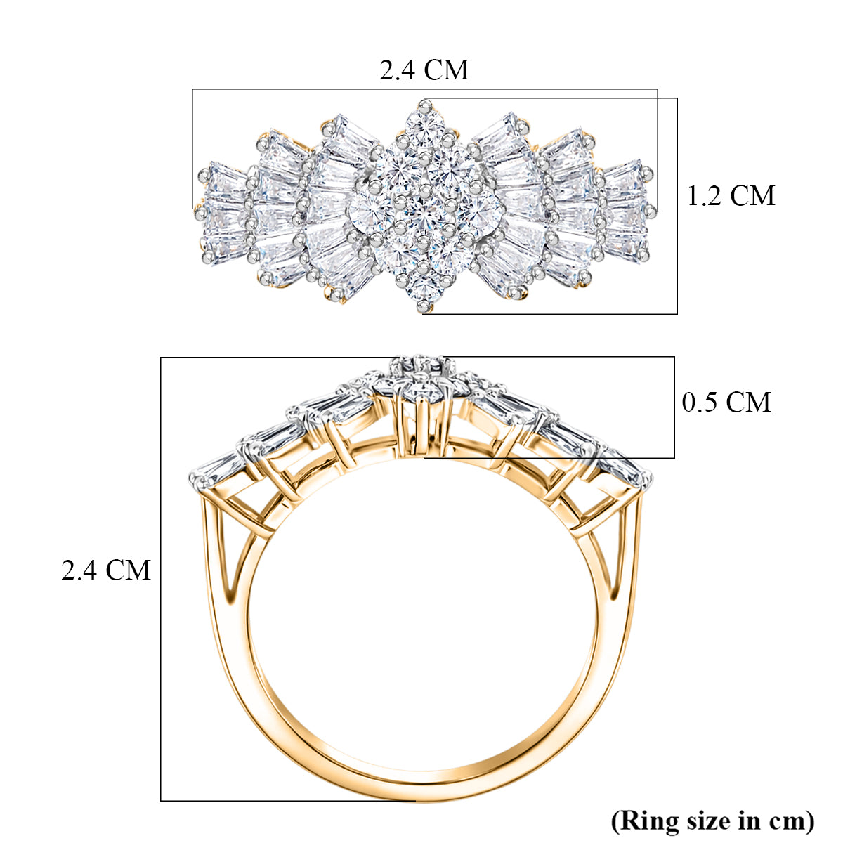 D'Joy Moissanite Cluster Ring in 18K YG Plating Sterling Silver 1.076 Ct. V32625872 6
