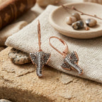 GP Family Legacy Italy - Natural Champagne Diamond With White & Red Diamond & Blue Sapphire Elephant Earrings in 18K Gold Vermeil Sterling Silver 0.50Cts_8552415_1