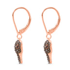 GP Family Legacy Italy - Natural Champagne Diamond With White & Red Diamond & Blue Sapphire Elephant Earrings in 18K Gold Vermeil Sterling Silver 0.50Cts_8552415_3