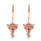 GP Family Legacy Italy - Natural Champagne Diamond With White & Red Diamond & Blue Sapphire Elephant Earrings in 18K Gold Vermeil Sterling Silver 0.50Cts_8552415_4