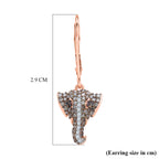 GP Family Legacy Italy - Natural Champagne Diamond With White & Red Diamond & Blue Sapphire Elephant Earrings in 18K Gold Vermeil Sterling Silver 0.50Cts_8552415_5