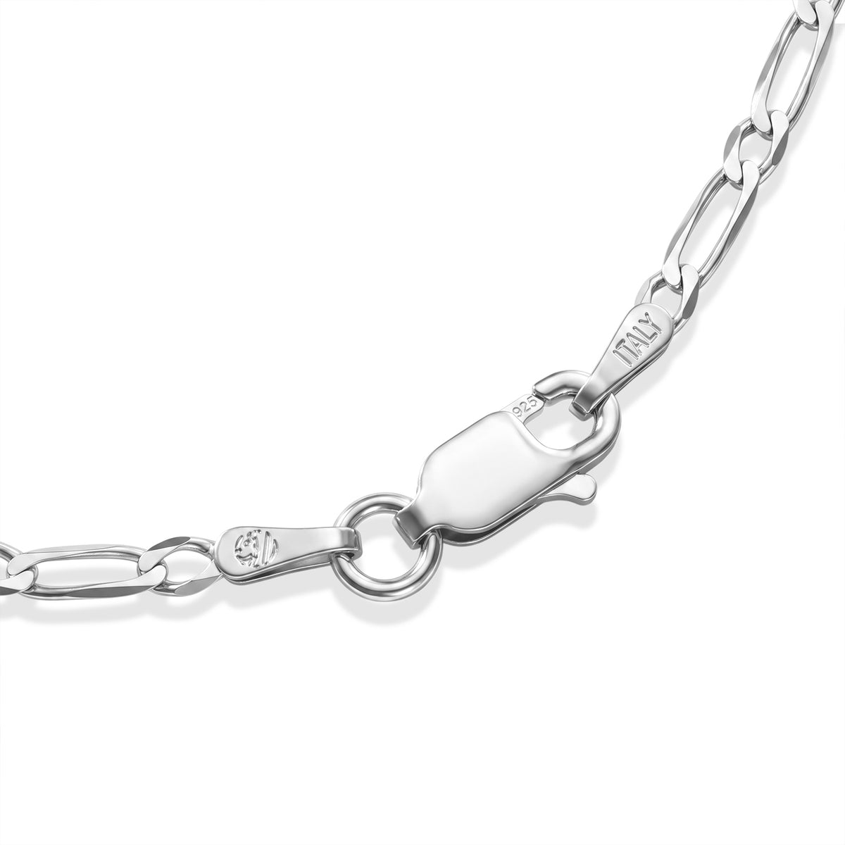 Italian Made Sterling Silver Flat Figaro Necklace (Size - 18) with Lobster Clasp V32515242 2