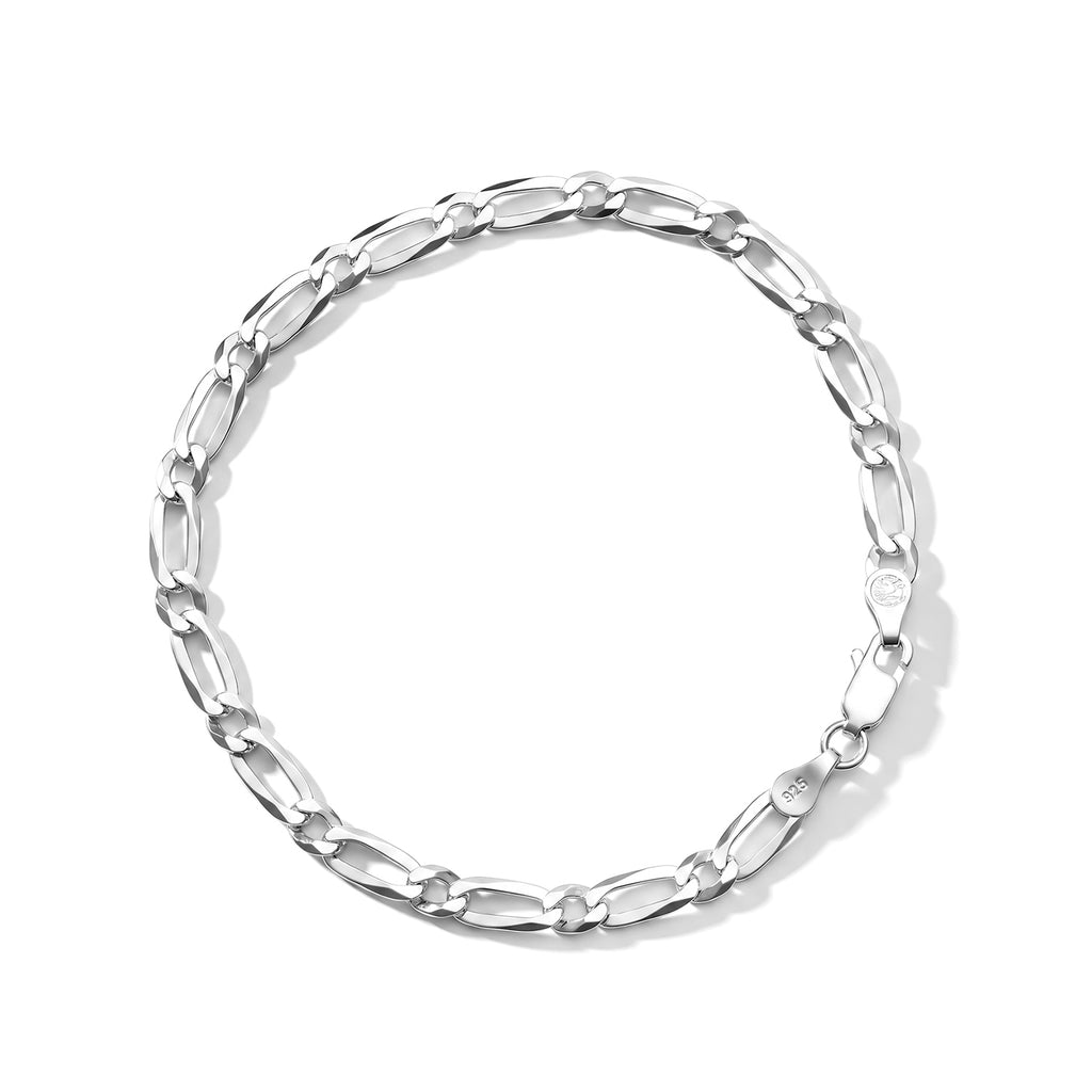Italian Made Sterling Silver Flat Figaro Necklace (Size - 18) with Lobster Clasp_8552750_4