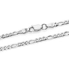 Sterling Silver Figaro Pave Chain (Size - 18) with Lobster Clasp_8552751_1