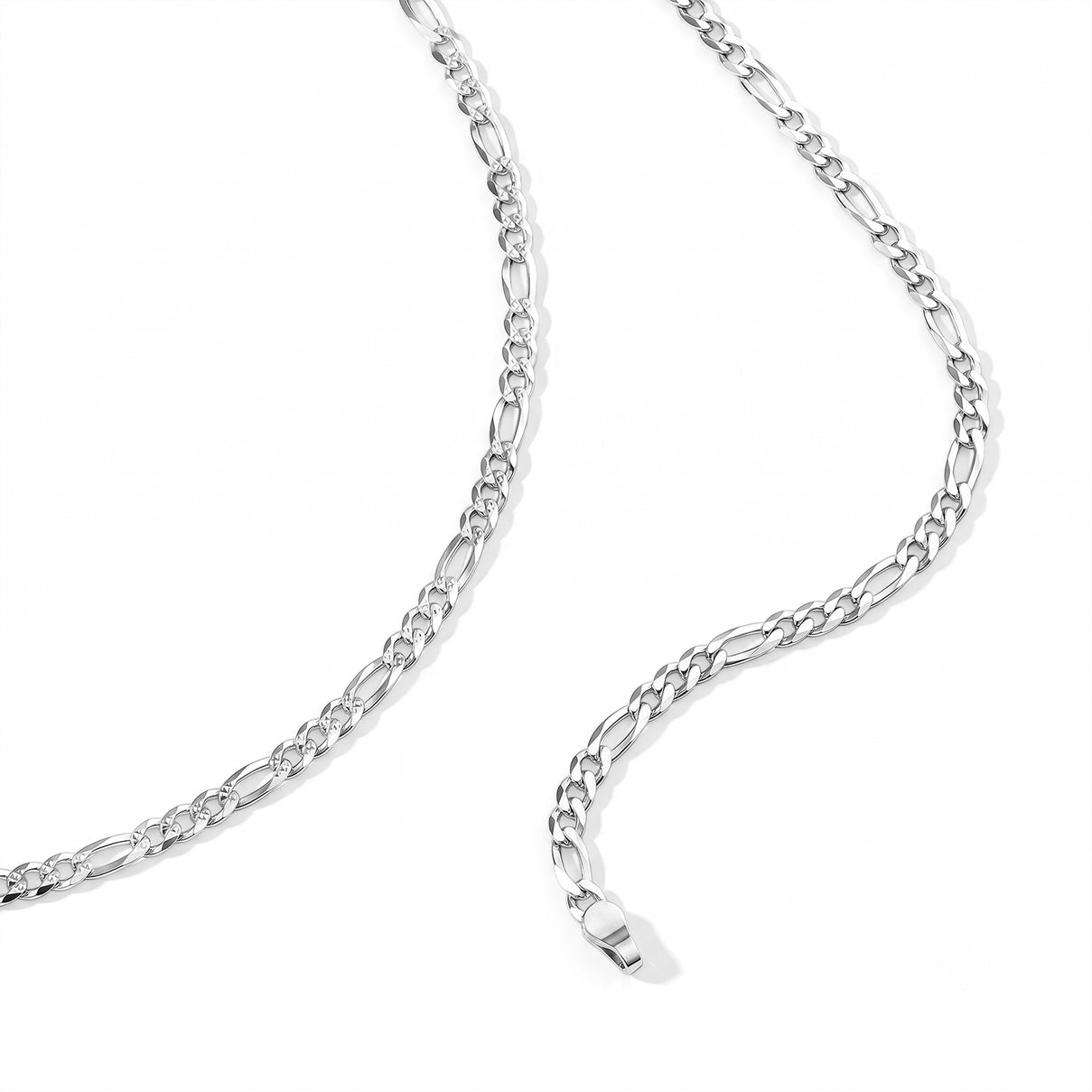 Sterling Silver Figaro Pave Chain (Size - 18) with Lobster Clasp V32516809 2