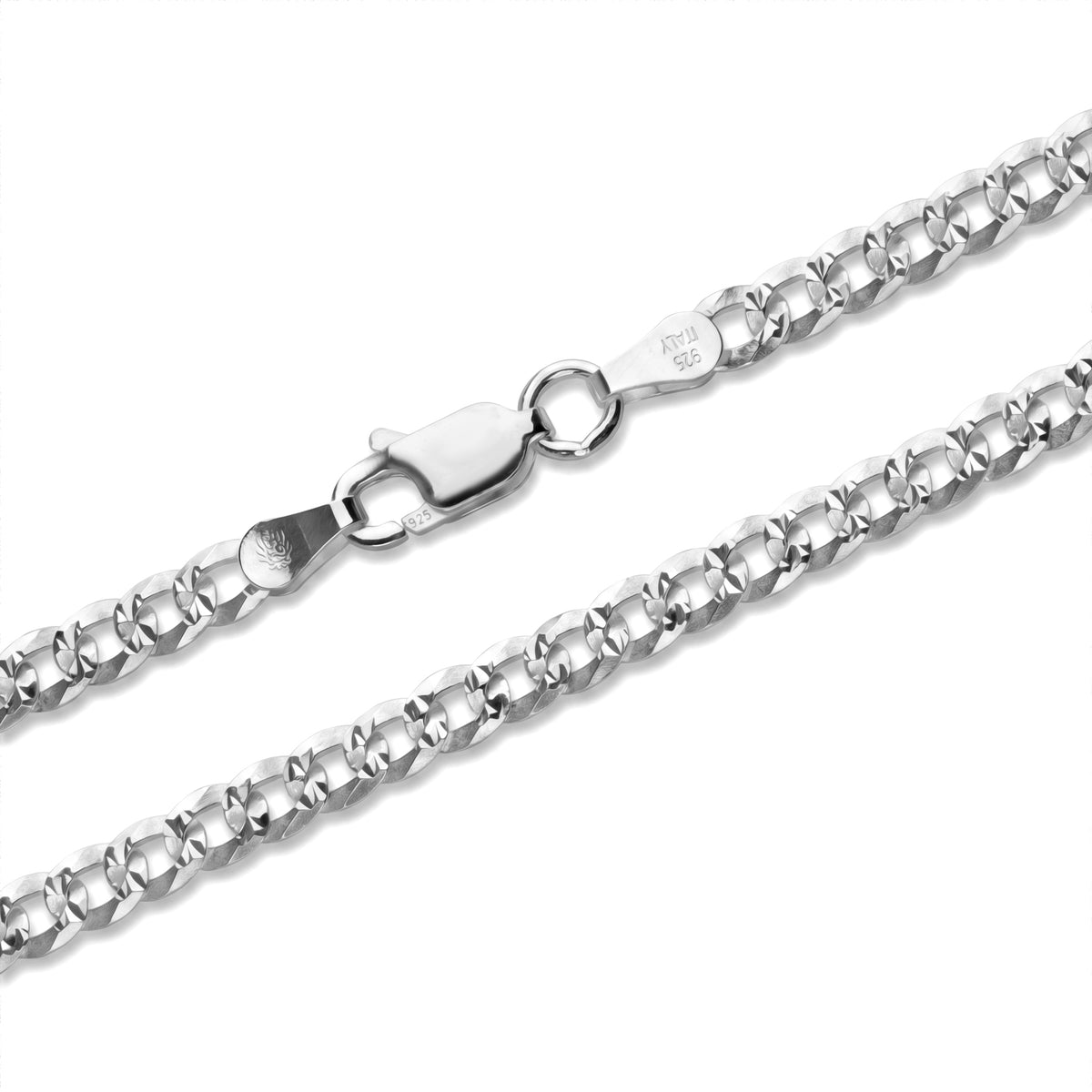 Sterling Silver Pave Curb Chain (Size - 18) with Lobster Clasp V32529684 1