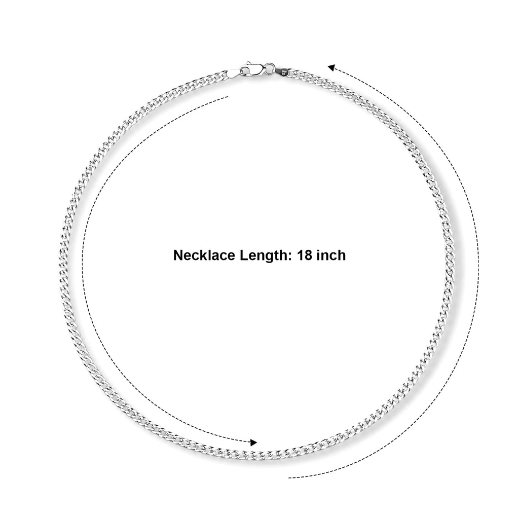 Sterling Silver Pave Curb Chain (Size - 18) with Lobster Clasp_8552753_3