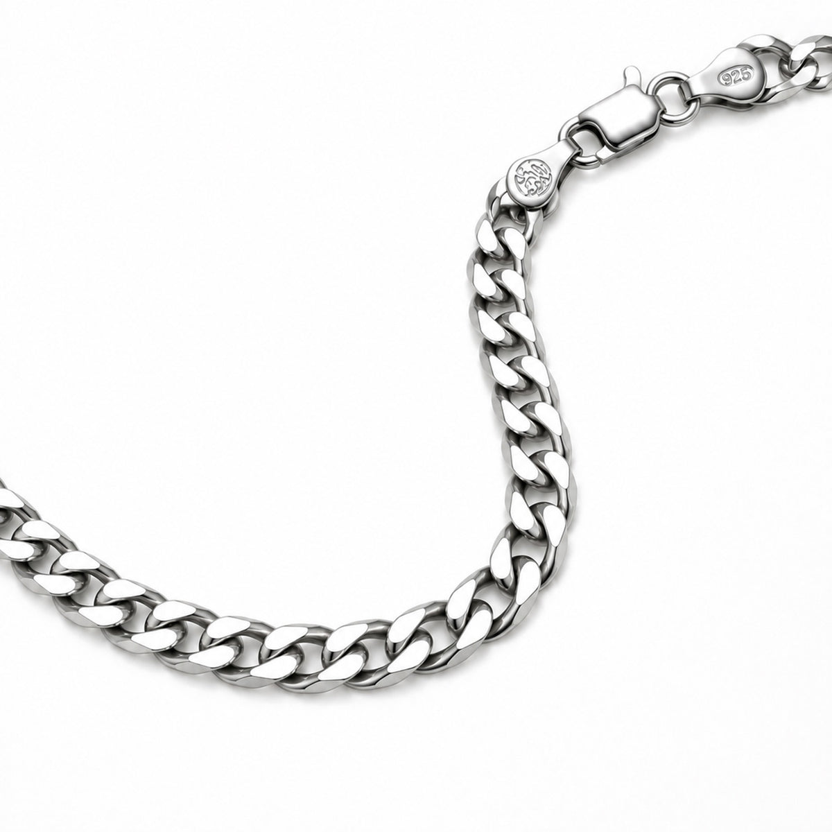 Italian Made - Sterling Silver Pyramid Pave Curb Chain (Size - 18) with Lobster Clasp V32538752 3
