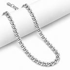 Italian Made - Sterling Silver Pyramid Pave Curb Chain (Size - 18) with Lobster Clasp_8552904_4