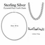 Italian Made - Sterling Silver Pyramid Pave Curb Chain (Size - 18) with Lobster Clasp_8552904_6