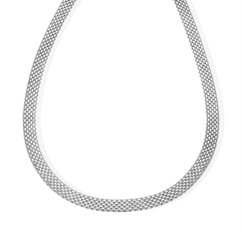 Italian Made - Sterling Silver Bismark Necklace (Size - 18) with Lobster Clasp_8552907