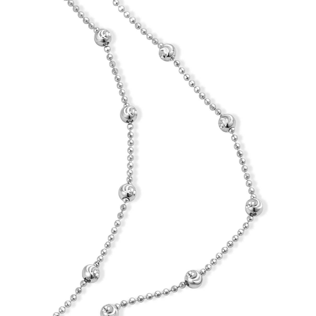 Italian Made-Rhodium Overlay Sterling Silver Station Chain (Size - 18) with Lobster Clasp V32515239 2