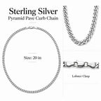 Italian Made - Sterling Silver Pyramid Pave Curb Chain (Size - 20) with Lobster Clasp_8552920_6