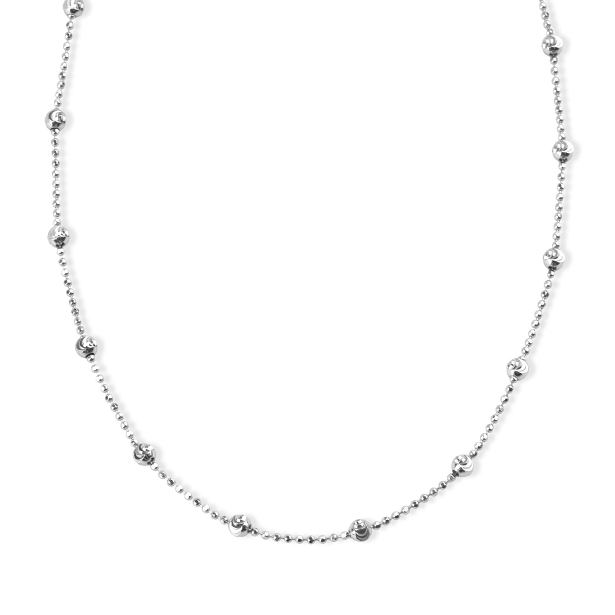 Italian Made-Rhodium Overlay Sterling Silver Station Chain (Size - 20) with Lobster Clasp V32561113 0